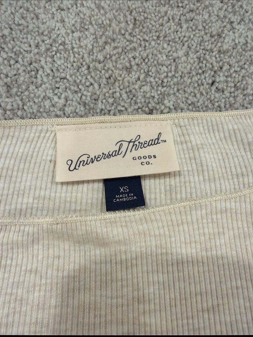 Universal Thread Beige Ribbed Long-Sleeve Top - Picture 2 of 4